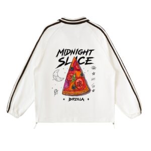 Midnight Slice Striped Lapel Collar Sweatshirt